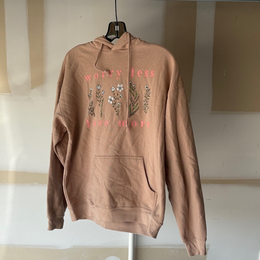 Women's Tan Hoodie with Floral Design